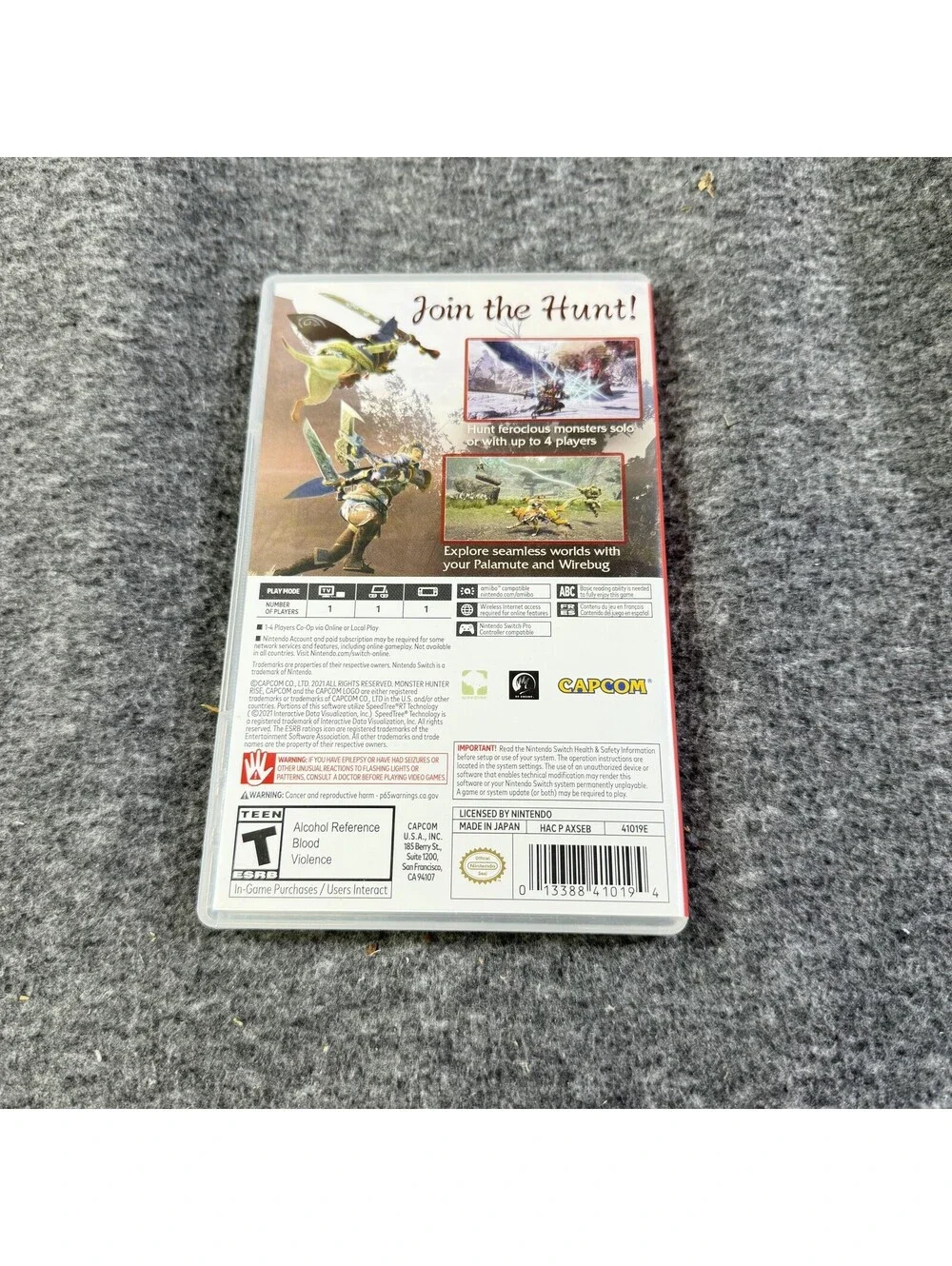 Monster Hunter Rise Nintendo Switch Game CIB T NTSC 2021 Capcom Action RPG